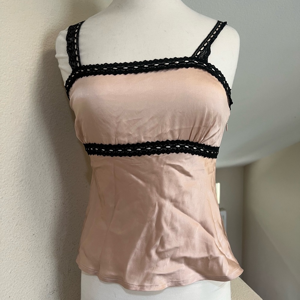 New York City Co 100% silk Babydoll Milkmaid Camisole Blush Y2K Sexy Tank Top M - Picture 2 of 12